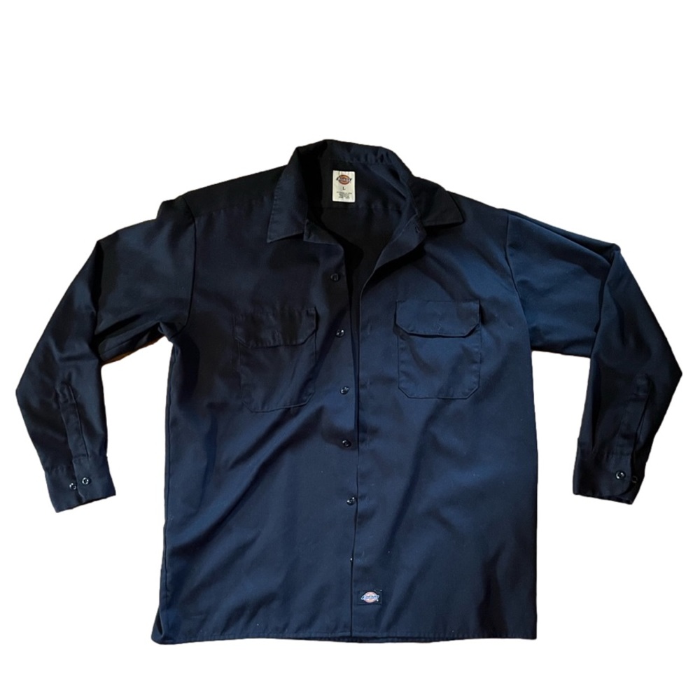 Dickies Men's 574 Long Sleeve Traditional  Button Front Uniform Work Shirt Black